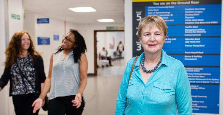 Woman in hospital outpatients