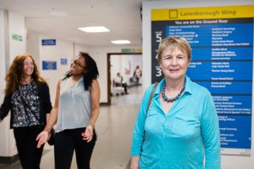 Woman in hospital outpatients